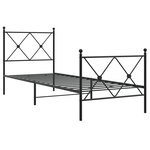 vidaXL Cadre de lit métal sans matelas avec pied de lit noir 80x200 cm