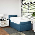 vidaXL Sommier à lattes de lit avec matelas bleu 90x200 cm velours