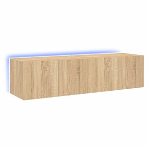 vidaXL Meubles TV muraux lumières LED 2 Pièces chêne sonoma 60x35x31 cm