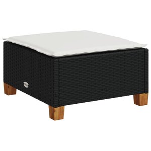 vidaXL Tabouret de jardin et coussin noir 63 5x56x32 cm résine tressée