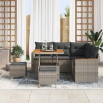 vidaXL Ensemble de canapé de jardin 8 Pièces Gris polyrotin