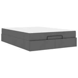 vidaXL Cadre de lit avec stockage Gris foncé 160 x 200 cm tissu