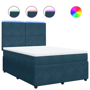 vidaXL Sommier à lattes de lit et matelas bleu 140x190 cm velours