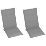 vidaXL Fauteuils pliants inclinables (lot de 2) avec coussins  en bois d'acacia massif