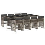 vidaXL Ensemble à manger de jardin 9 Pièces coussins gris résine tressée