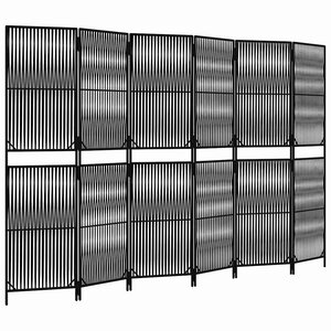 vidaXL Cloison de séparation 6 panneaux noir résine tressée