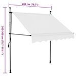 vidaXL Auvent manuel rétractable avec LED 200 cm Crème