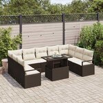 vidaXL Ensemble de canapé de jardin 10 Pièces Marron Poly rotin
