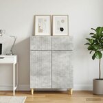 vidaXL Buffet Gris béton 66 x 34 5 x 90 cm Bois d'ingénierie