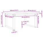 vidaXL Table basse cadre en O 80x80x45 5cm bois de pin massif et fonte