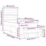vidaXL Lit à ressorts avec matelas Gris clair 80 x 200 cm tissu