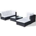Salon de jardin meuble d'extérieur ensemble de mobilier 5 pièces avec coussins résine tressée noir 02_0016482