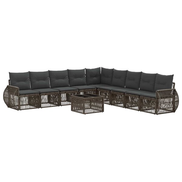 vidaXL Ensemble de canapé de jardin 10 Pièces Gris et Gris foncé