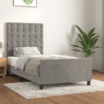vidaXL Cadre de lit avec tête de lit Gris clair 90x190 cm Velours