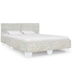 vidaXL Cadre de lit Gris Rotin naturel 160 x 200 cm