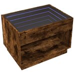 vidaXL Table basse avec LED infini chêne fumé 70x50x50 cm