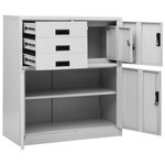 Armoire de bureau rangement avec étagère réglable 90 x 40 x 102 cm en acier gris clair 02_0046904
