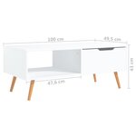vidaXL Table basse Blanc 100x49 5x43 cm Bois d'ingénierie