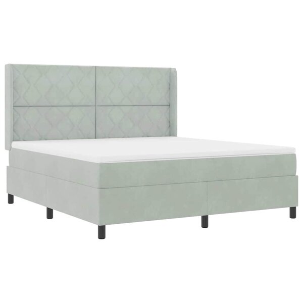 vidaXL Lit à Ressorts avec Matelas LED Gris clair 180 x 200 cm Velours