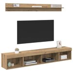vidaXL Ensemble de meuble TV mural avec LED 5 Pièces Chêne artisanal