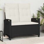 vidaXL Banc de jardin avec oreiller Noir et Crème 105 x 60 x 112 cm