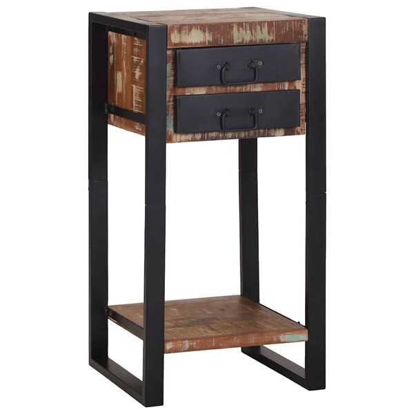 vidaXL Table d'appoint avec tiroir Multicolore Bois récupéré massif