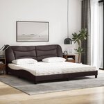 vidaXL Lit avec matelas Hvar marron foncé 200x200 cm tissu