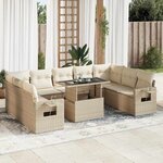 vidaXL Salon de jardin avec coussins 10 Pièces beige résine tressée