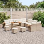 vidaXL Ensemble de canapé de jardin 18 Pièces Beige et crème polyrotin