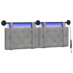 vidaXL Tête de lit suspendue Avec lumière LED Gris clair Velours