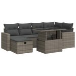vidaXL Salon de jardin avec coussins 7 Pièces gris résine tressée