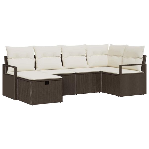 vidaXL Ensemble de canapé de jardin avec coussin 6 Pièces Marron et crème