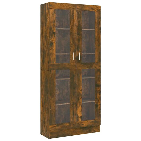 vidaXL Armoire à vitrine Chêne fumé 82 5x30 5x185 cm Bois ingénierie