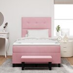 vidaXL Lit à ressort avec matelas et banc Rose 120x200 cm Velours