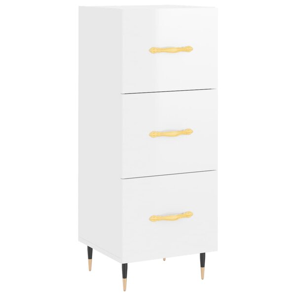 vidaXL Buffet Blanc brillant 34 5x34x90 cm Bois d'ingénierie