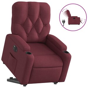 vidaXL Fauteuil inclinable électrique rouge bordeaux tissu
