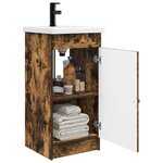 vidaXL Meuble de salle de bain avec évier Chêne fumé 42 x 40 x 84 5 cm