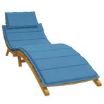 vidaXL Coussin de chaise longue bleu mélangé 186x58x4 cm tissu