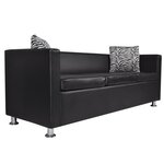 vidaXL Jeu de canapé à 2 places et à 3 places et fauteuil Noir