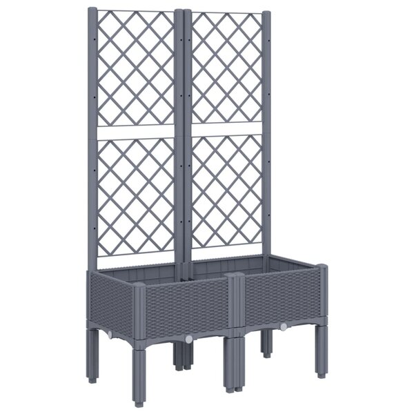 vidaXL Jardinière avec treillis gris 80x40x142 cm PP