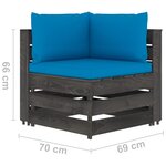 vidaXL Salon de jardin 4 Pièces avec coussins Bois imprégné de gris