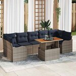 vidaXL Ensemble de canapé de jardin 8 Pièces Gris et bleu marine