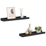 vidaXL Étagères à rebord pour cadre photo 2 Pièces Noir 40x9x3 cm MDF