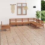 vidaXL Salon de jardin 7 Pièces Bois de pin massif Marron miel