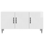 vidaXL Meuble TV Blanc brillant 99 x 34 5 x 50 cm Bois d'ingénierie