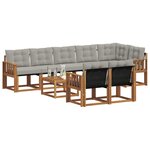 vidaXL Ensemble de canapés d'extérieur 9 Pièces Gris Naturel et Clair