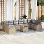 vidaXL Ensemble de canapé de jardin 11 Pièces Beige Poly rotin
