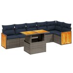 vidaXL Salon de jardin 7 Pièces avec coussins gris résine tressée