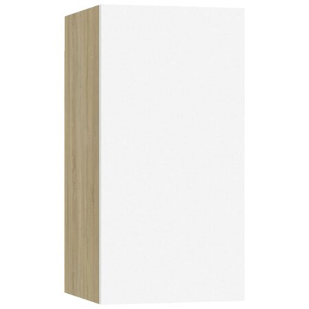 vidaXL Meuble TV Blanc et chêne sonoma 30 5x30x60 cm Aggloméré