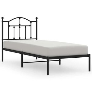 vidaXL Cadre de lit métal sans matelas avec tête de lit noir 90x190 cm